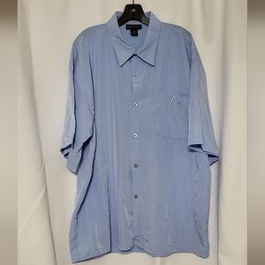 Oscar Misa Men's Blue Short Sleeve Button Up Dress Shirt Size 5XL